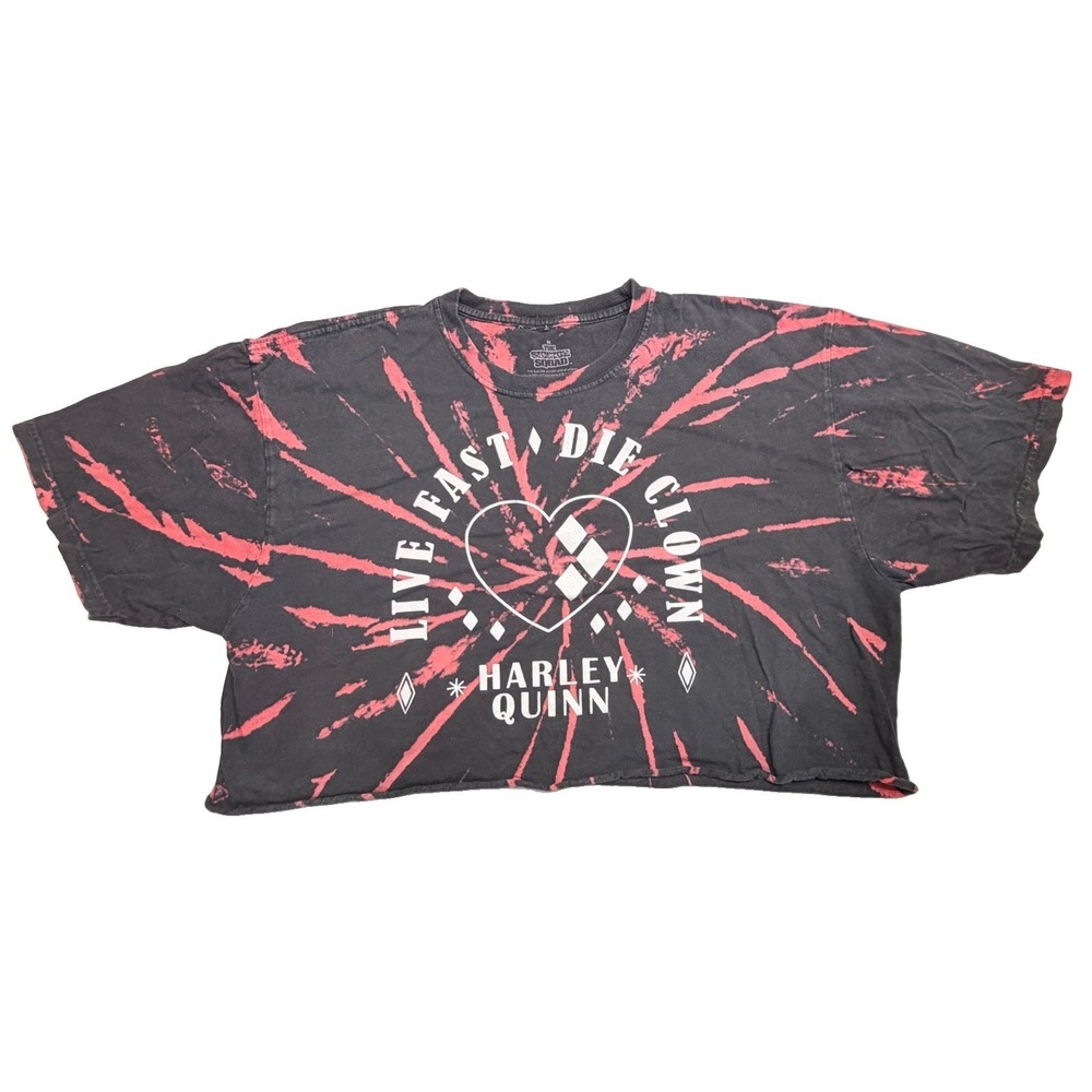 Harley Quinn Live Fast Die Clown Crop T-Shirt Tie Dye‎ Women's M Suicide Squad